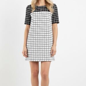 Anthropologie x Foxiedox Windowpane Jeweled Mini Shift Dress Medium